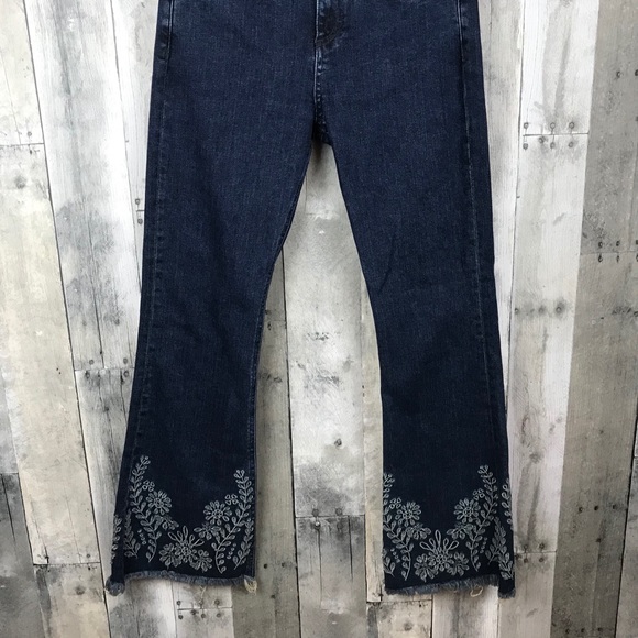 Rag & Bone Indigo Embroidery 10” Crop Flare Sz 25 - Picture 3 of 8